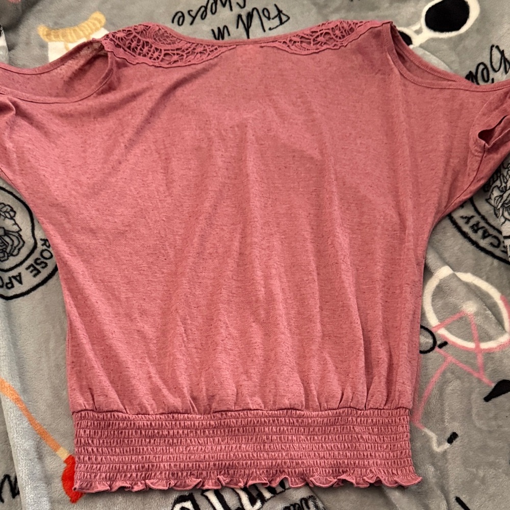 Mossimo Supply Co. Mauve Blouse with Crochet Details